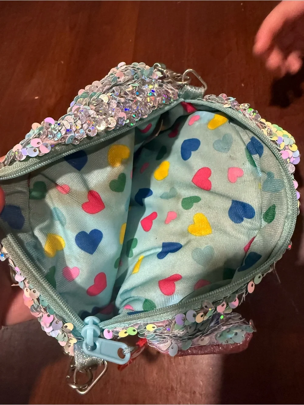 Ty Sequin Cat Coin Purse in Iridescent Aqua and Pink